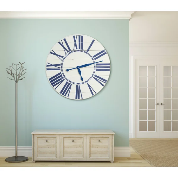 Oversized Farmhouse Wall Clock Finish: White/Green - Size: Medium