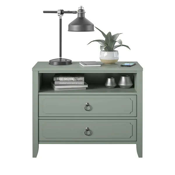 Novogratz Her Majesty 2 Drawer Nightstand, Green