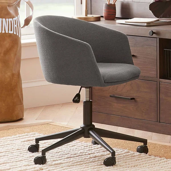 Scoop Desk Chair, Plain Weave Charcoal, In-Home