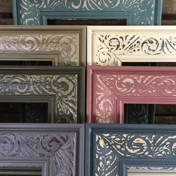 Modern Baroque Embossed Frame in Teal, 16x22 x 20x22