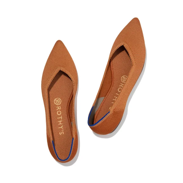 Rothy&s Brown Pointed-Toe Flats - FAWN, Size 13