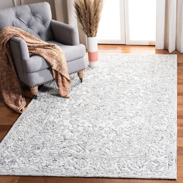 Safavieh Trace Rug Collection TRC302H - Ivory - Charcoal - 4' x 6'