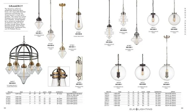 Elk Lighting Gramercy 1 Light Pendant in Polished Nickel
