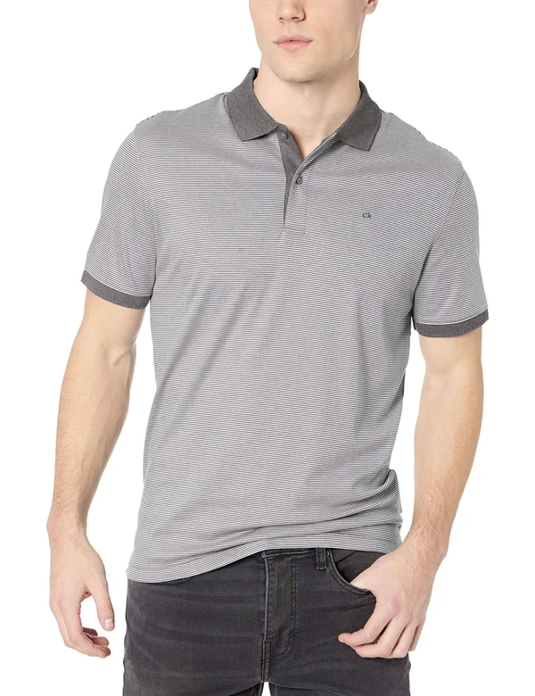 Calvin Klein Men's Liquid Touch Micro Stripe Polo Shirt - White Xs