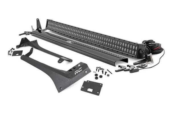 Rough Country Jeep 50-Inch Straight LED Light Bar Upper Windshield Kit w/ Dual-Row Black Series LED (2020 Gladiator JT - 18-20 Wr