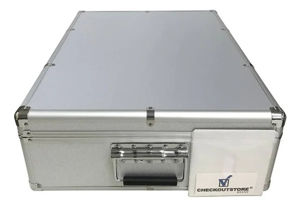 CheckOutStore Aluminum CD/DVD Storage Box (Holds 1000 Discs) Silver, 580 mm x 420 mm x 164 mm