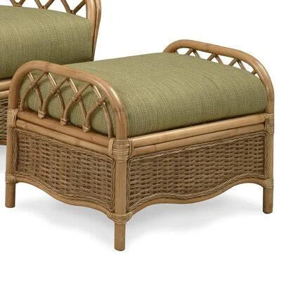 Everglade 27x22 Rectangle Standard Ottoman Braxton Culler Body Fabric: Gray and White Stripe; 0201-84, Leg Color: Celery Finish