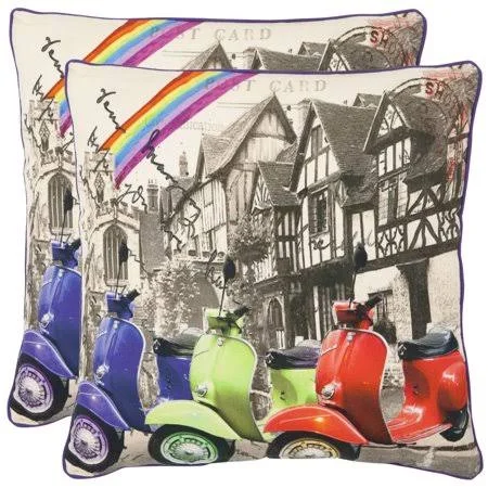 Safavieh Vienna Printed Pattern Pillow - Set of 2, Size: 18 inch x 18 inch, Beige