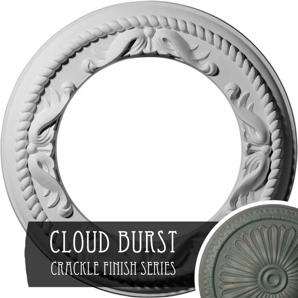 12 1/4x22OD x 7 1/2x22ID x 7/8x22P Roped Medway Ceiling Medallion (Fits Canopies Up to 7 1/2x22) - Hand-Painted Cloud Burst Crack