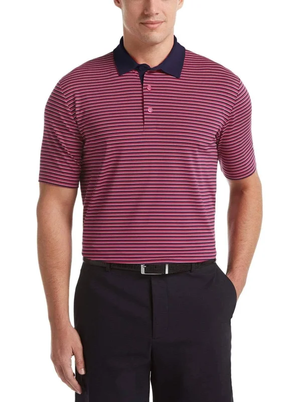 Callaway 3-Color Stripe Mens Golf Polo - Boudoir Red, M