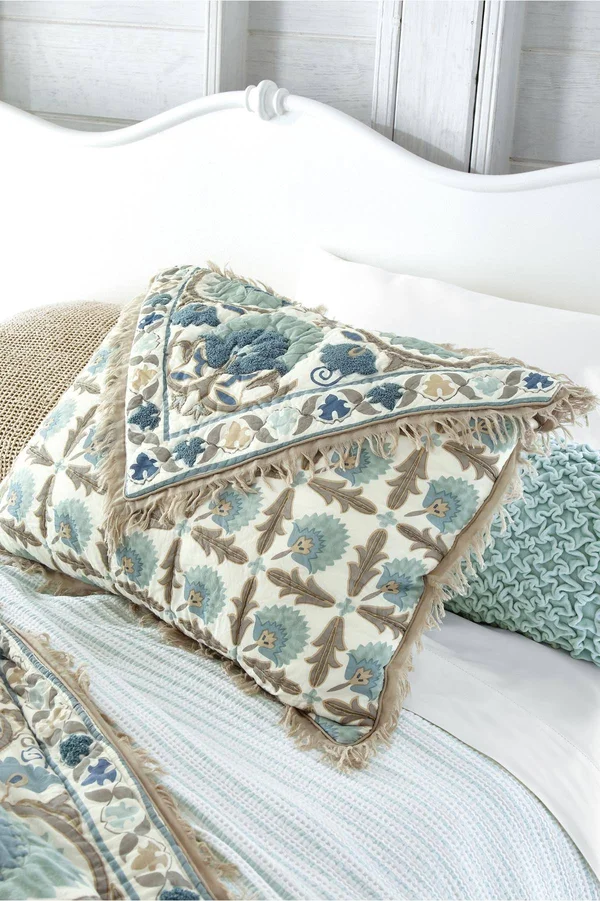 Soft Surroundings Jardin Maroc Bed Sham, in Aqua Mist Size King