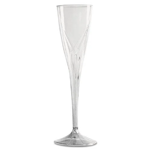 WNA Classicware One-Piece Champagne Flutes 5 oz Clear Plastic 10 Pack Packs of Glasses 100 per Case