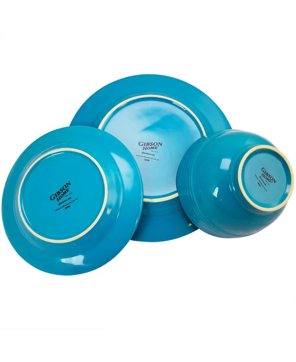 Gibson Home 12 PC Turquoise Plaza Cafe Dinnerware Set