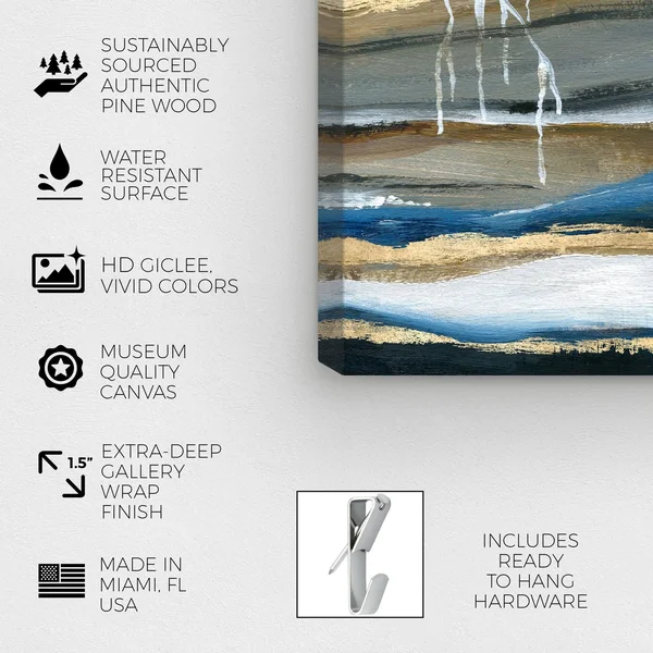 Oliver Gal 'Lovely Blue Skies' Abstract Wall Art Canvas Print Paint - Gold - Blue - 16 x 24
