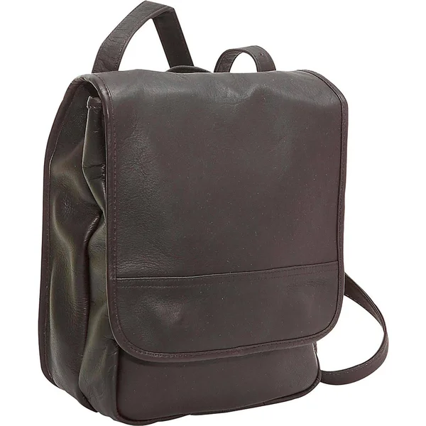 Le Donne Leather Convertible Back Pack Shoulder Bag Cafe, 13 inches x 10 inches x 4 inches