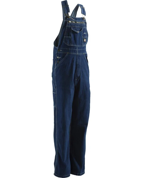 Berne Men's Original Unlined Washed Denim Bib Overall Stone Wash Dark, 48X32/Regular