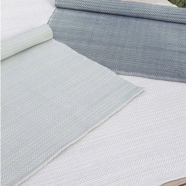 Dash & Albert - 8x10 - Herringbone Light Blue/Ivory Indoor/Outdoor Rug