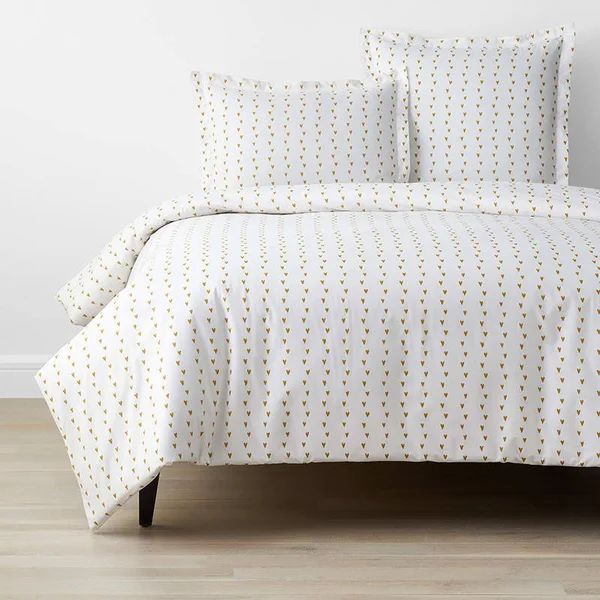 Company Organic Cotton Mini Prints Percale Duvet Cover - Hearts - Multi - Size Queen, The Company Store