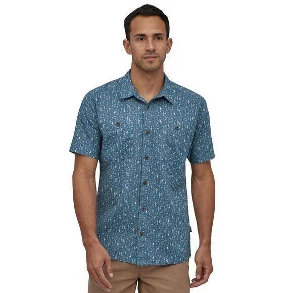 Patagonia Men's Back Step Shirt Ikat Net: Palo Green - XXL
