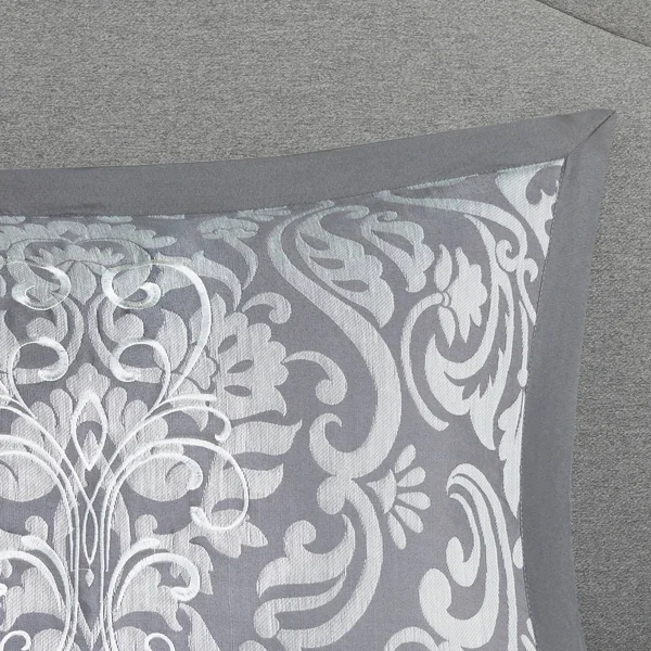 Madison Park Flourish 8 Piece Jacquard Comforter Set Gray, Cal King