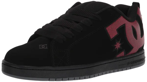 DC Court Graffik Men's Skate Shoes Black/Red Print : 12 D - Medium