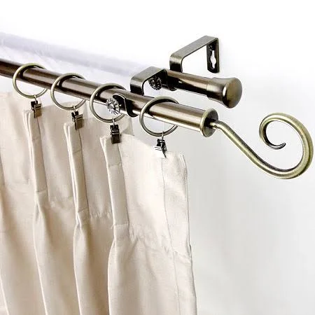 Rod Desyne Curl Double Curtain Rod, Black