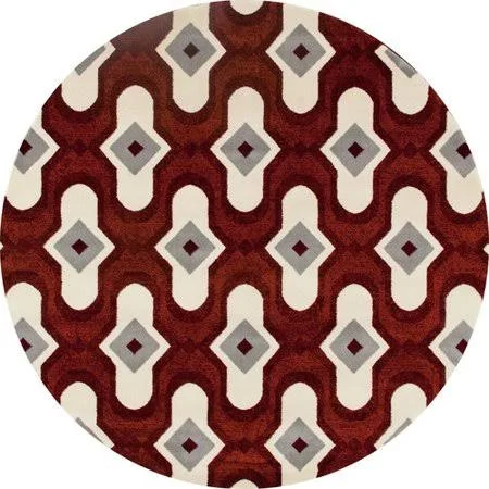 George Oliver West Hewish Burgundy/Beige Area Rug - Size: Round 5'3
