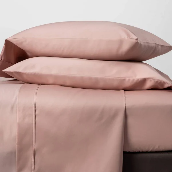 California King 500 Thread Count Tri-Ease Solid Sheet Set Blush - Threshold