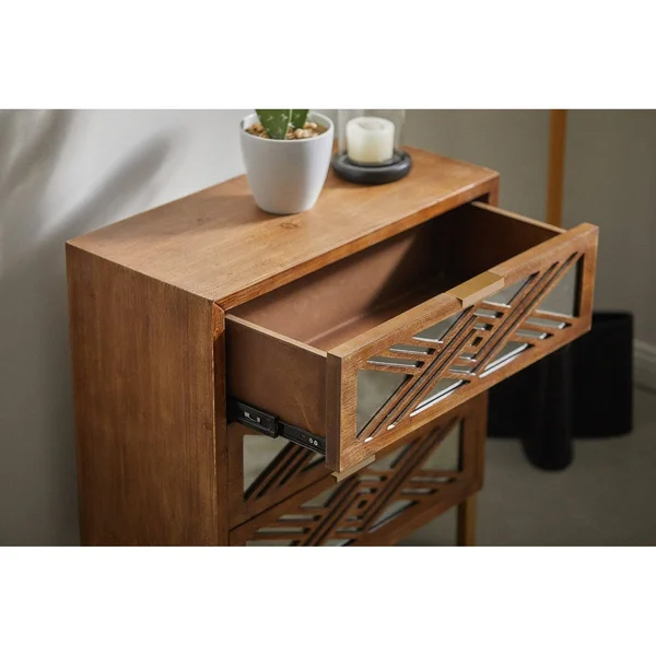 COZAYH 3-Drawer Mirror Fronts Accent Dresser - 3-Drawer