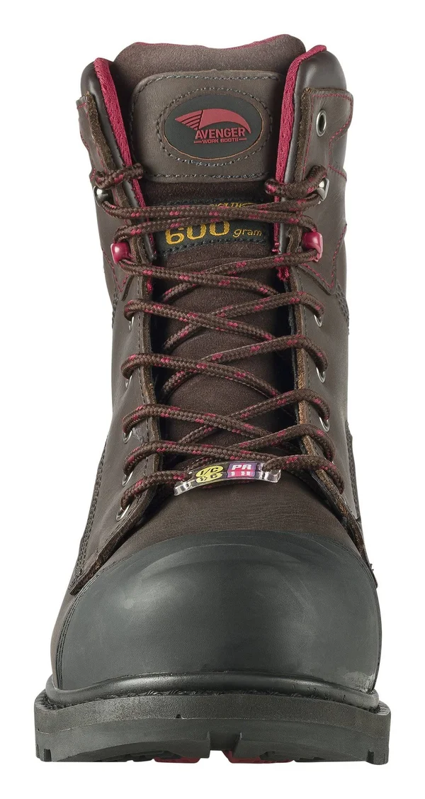 Men's Avenger A7573 8 inch Insulated WP Carbon Toe PR EH Work Boot - Size: 17, Brown
