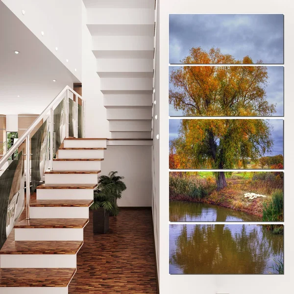 Design Art 'Willow Near Pond' Photographic Print on Wrapped Canvas, Green