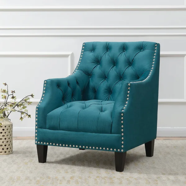 Picket House Furnishings Perry Button Tufted Accent Chair Teal
