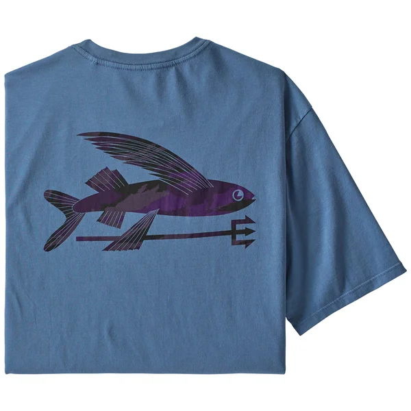 Patagonia Flying Fish Organic T-Shirt - Men's Pigeon Blue/Home Planet, M