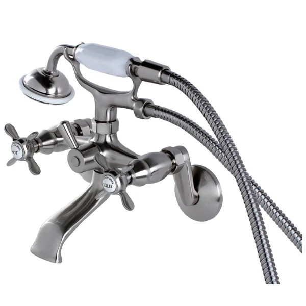 Kingston Brass KS286PN Essex Wall Mount Clawfoot Tub Faucet with Hand Shower - Polished Nickel