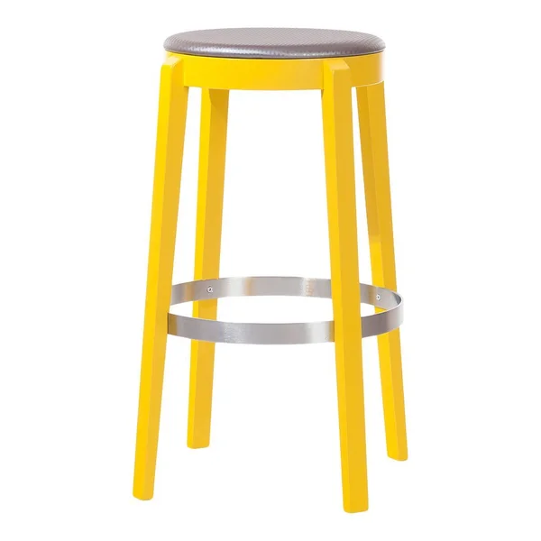 Ton Punton Bar/Counter Stool w/ Stainless Steel Metal Ring - Upholstered - Beech Pigment Frame, Cat D, Bar Height: 32.3x22 Sh