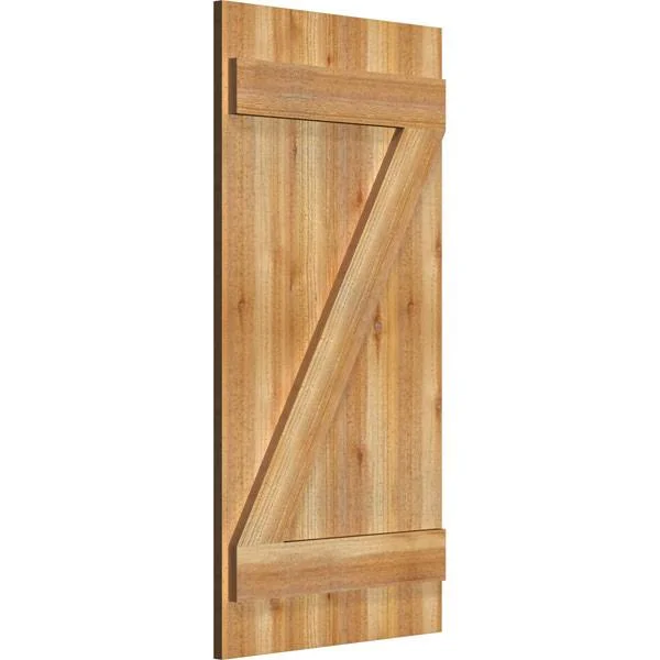 20 1/4x22W x 40x22H TimberCraft Six 3 3/8x22 Boards Joined Board-n-Batten Shutters w/Z-Bar - Rough Sawn Western Red Cedar (Per Pa