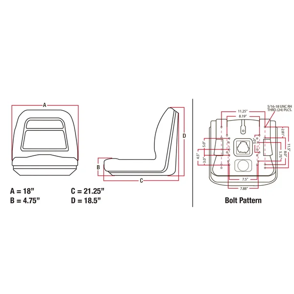 Au0026I Products LGT100GR Tractor Lawn - Garden Gray Vinyl Seat