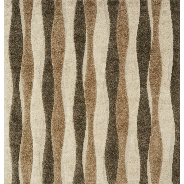 Alexander Home Julian Mid-Century Modern Wave Shag Area Rug - Neutral 7&7x22 x 10&6x22