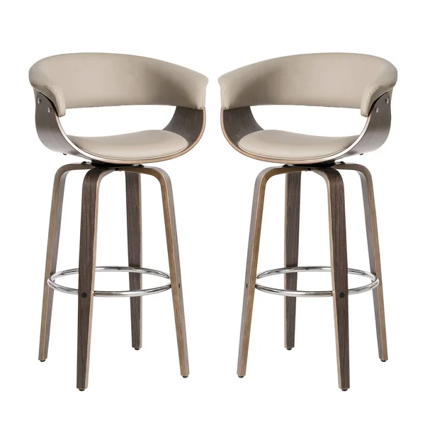 Set of 2 Mid-Century Modern Swivel Barstools Gray - Glitzhome