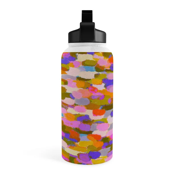 Alisa Galitsyna Colorful Brush Strokes 32 oz Water Bottle with Straw Lid - Society6