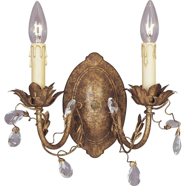 Kaiya 2-Light Candle Wall Light Bungalow Rose Finish: Etruscan Gold