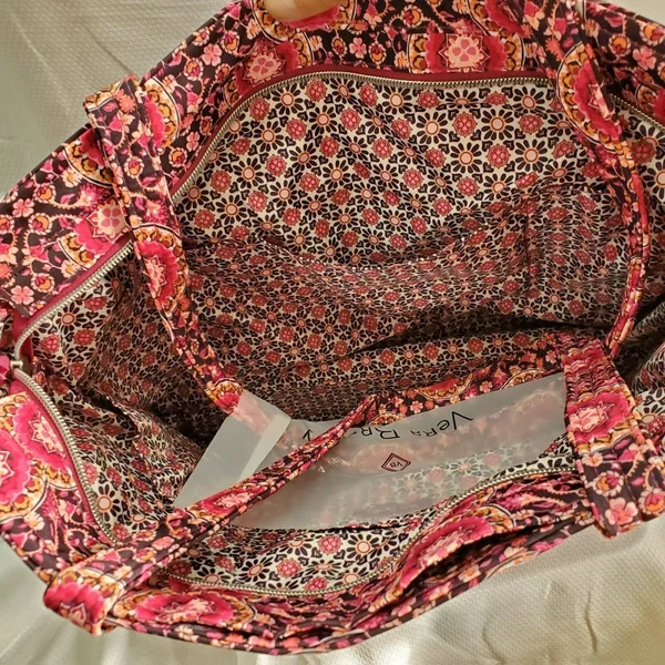 Vera Bradley Raspberry Medallion Iconic Vera Tote