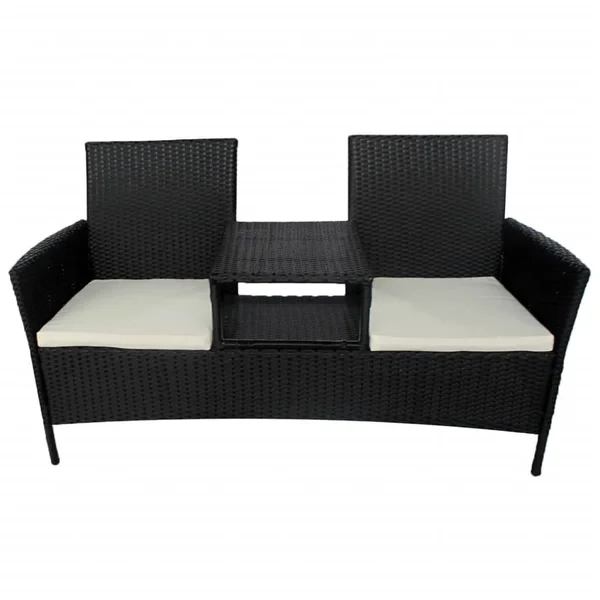 vidaXL 2-Seater Garden Sofa with Tea Table Poly Rattan Brown, 42843