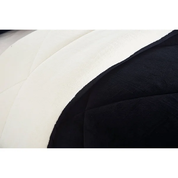 Lorient Home Reversible Fleece/Sherpa Down Alternative Comforter Set Twin Black