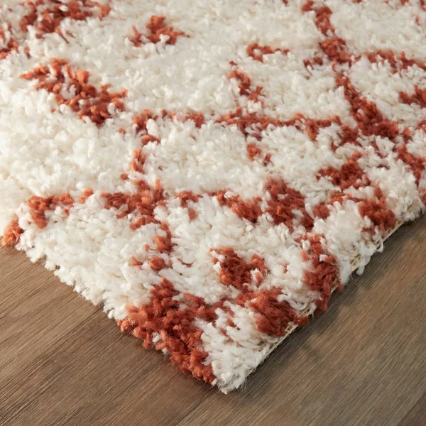 BALTA Dominic Cream/Orange 5 ft. x 7 ft. Moroccan Shag Area Rug