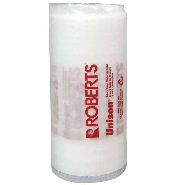 Roberts Unison 1 - 500 Sq. ft. Roll, 375 ft. x 4 ft. x 3/32 in., 2-in-1 Underlayment for Laminate and Engineered Wood Flooring