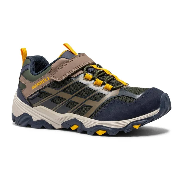 Merrell Kid's Moab FST Low A/C Waterproof Sneaker - Size: 5.5, Navy/Taupe/Olive