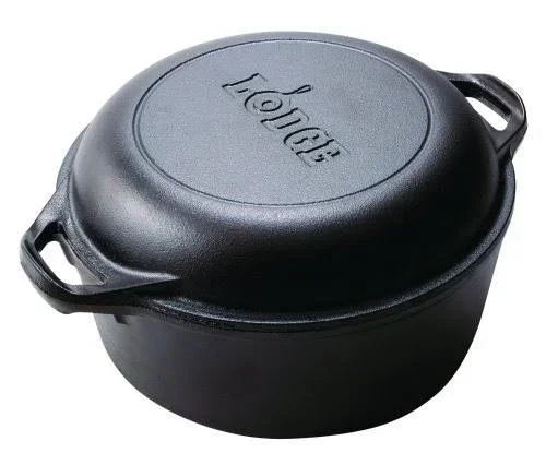Lodge L8DD3 Cast Iron Double Dutch Oven 5-Quart