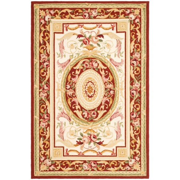 Safavieh Chelsea HK72A Ivory - Burgundy Rug 4&6x22 x 6&6x22 Oval