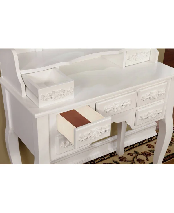 Furniture of America Tamarah Vanity Table with Stool - White